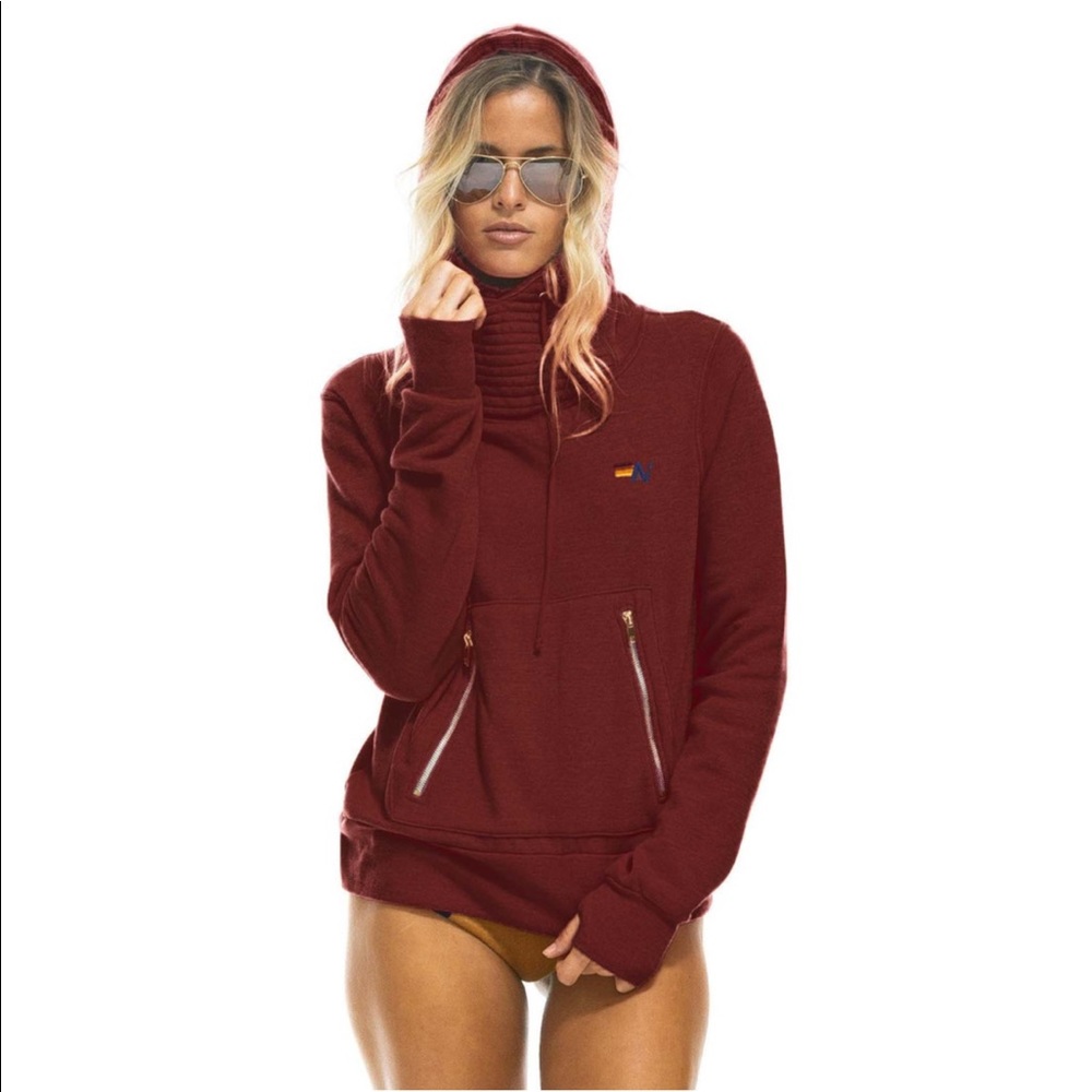 Aviator nation ninja hoodie maroon size medium